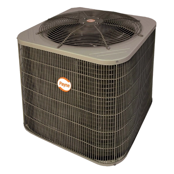 Outdoor air conditioning unit with fan grille.