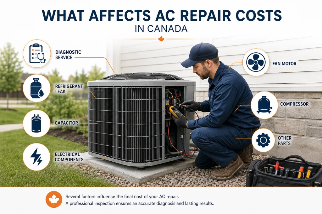 Air conditioner repair cost breakdown for common AC repairs in Canada