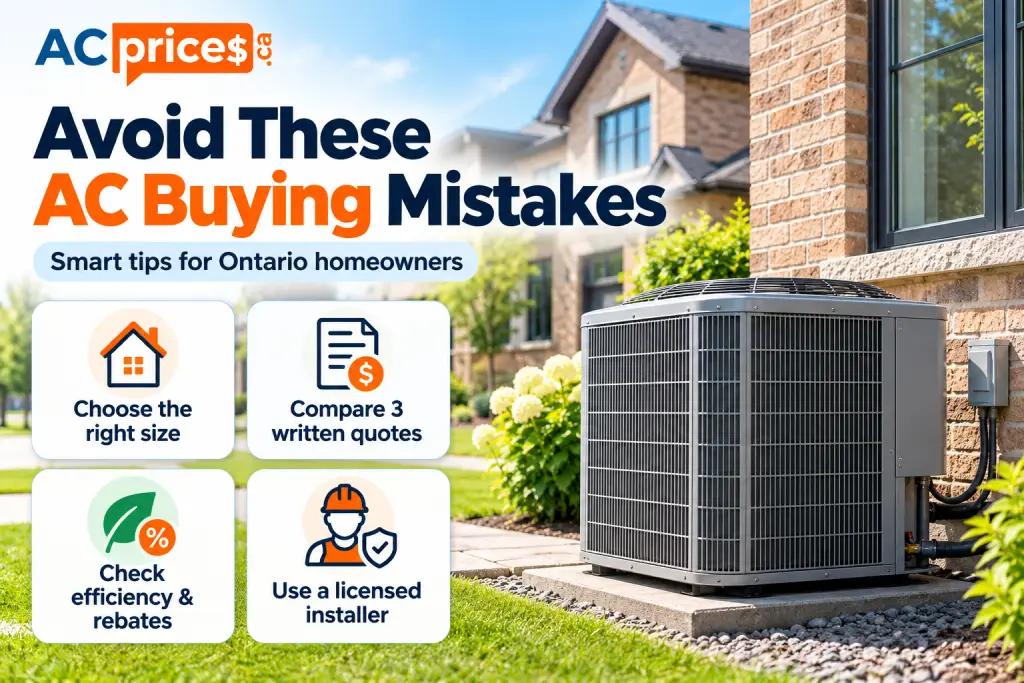 Avoid common AC buying mistakes with tips on sizing, quotes, efficiency and licensed installation in Ontario.