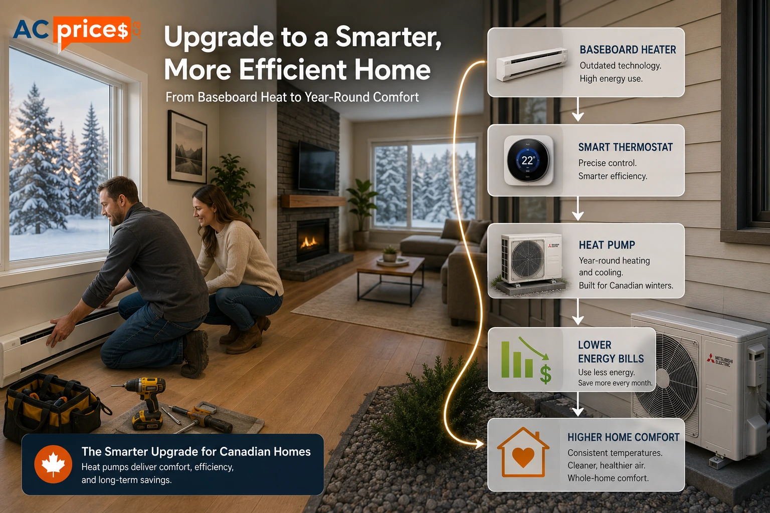 Upgrading from baseboard heating to a heat pump in Canada.