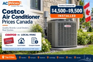 Costco air conditioner prices in Canada range from $4,500 to $9,500 installed for central AC systems