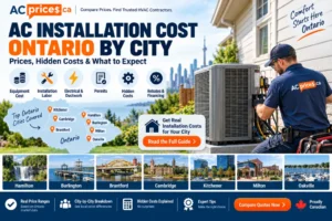 AC Installation Cost Ontario by City with realistic AC unit, technician, city prices, hidden costs, permits, and rebates.