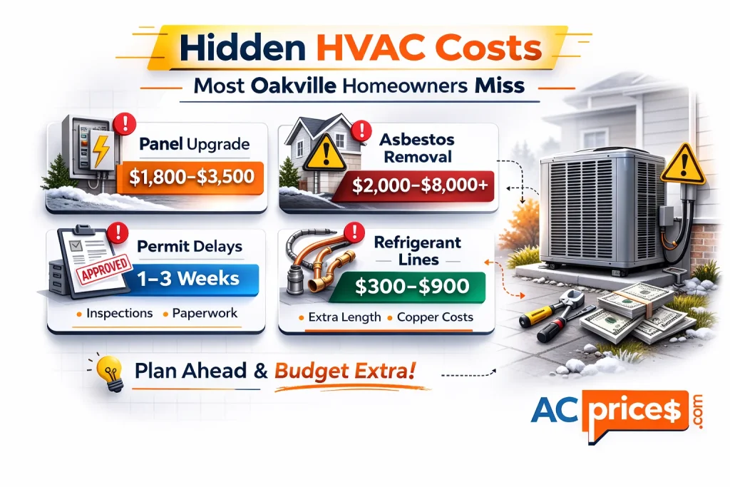 Hidden HVAC costs Oakville homeowners don't expect – panel upgrades, asbestos, permits and refrigerant lines