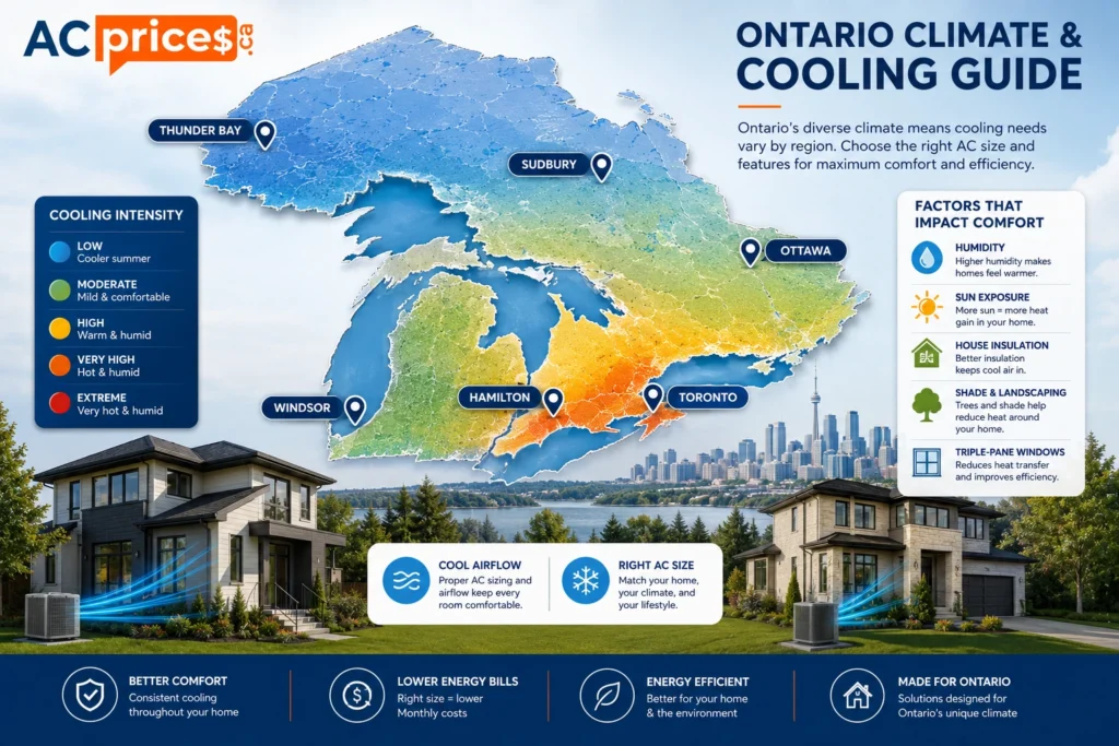 Ontario climate zones affecting AC sizing
