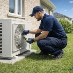 AC installation cost Ontario 2026 – HVAC technician installing central air conditioner in Ontario home