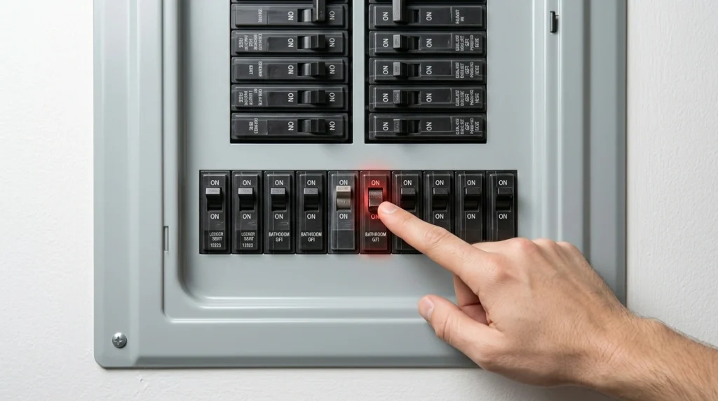 Tripped circuit breaker in electrical panel causing AC to stop working