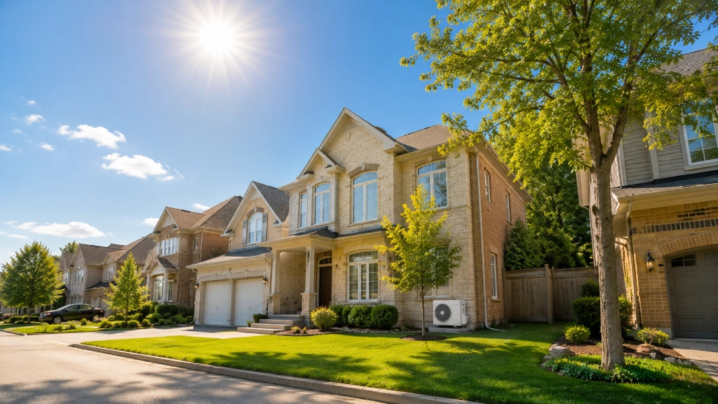 Oakville suburban street during summer heatwave - why early AC replacement saves money