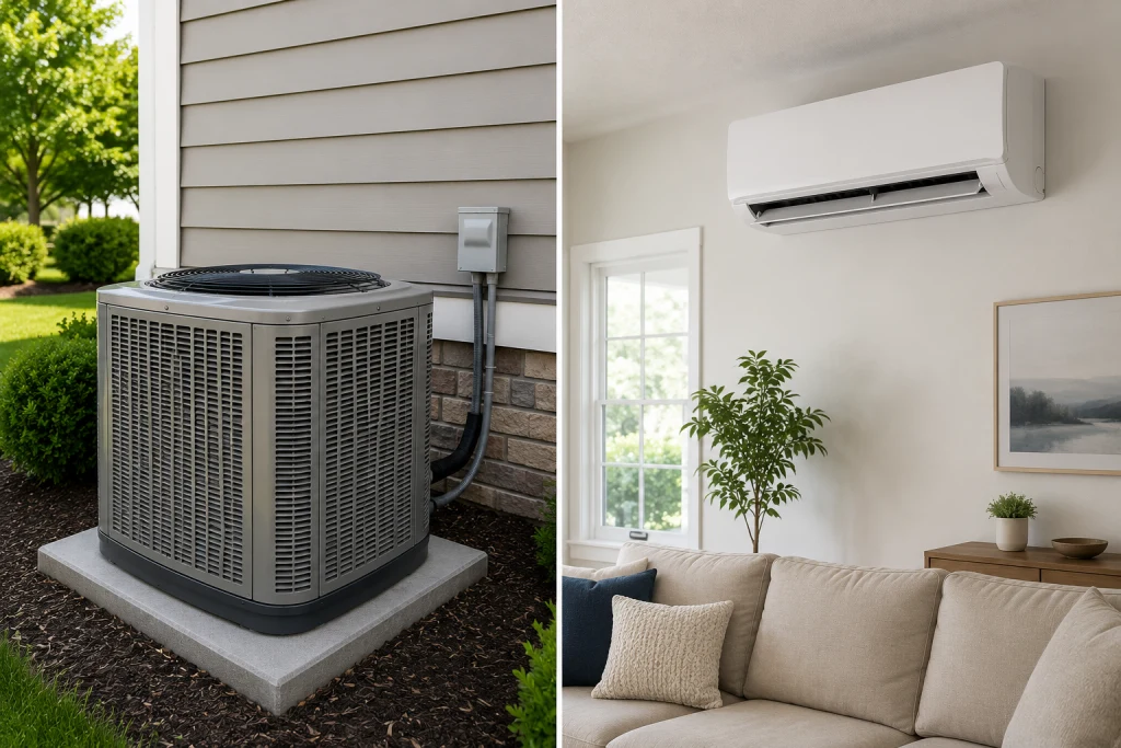 Central air conditioning versus ductless mini-split comparison for Kitchener homes